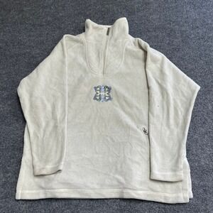 Equorian Heritage Fleece Pullover Womens Size M Ivory Quarter Zip Celtic Knot